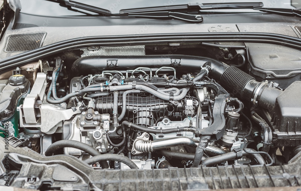 Modern turbocharged diesel engine. Modern turbocharged diesel engine.