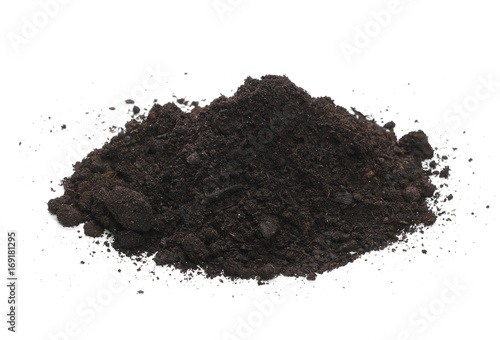 Pile dirt, humus isolated on white background, with clipping path