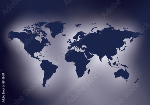 dark violet background with map of the world - vector illustration