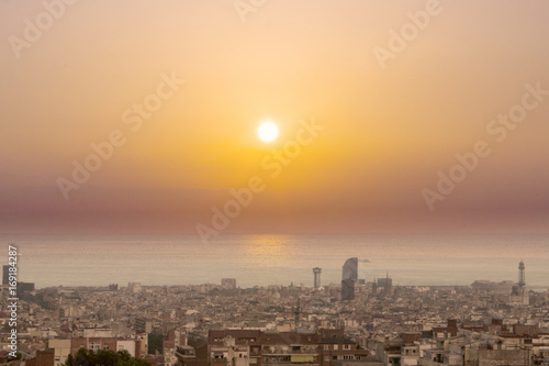 Sunset over Barcelona, Spain © Jopstock