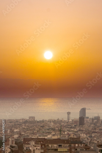 Sunset over Barcelona, Spain