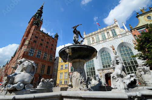 Obraz na płótnie Neptune's Fountain, Gdańsk, Poland w salonie