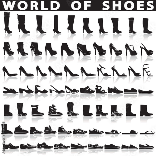 Shoes set of vector flat icons.