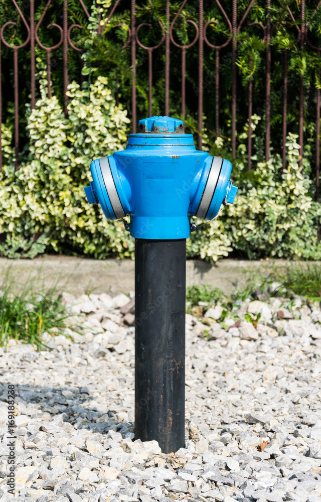blue fireplug, hydrant next to the street blue fireplug, hydrant next to the street