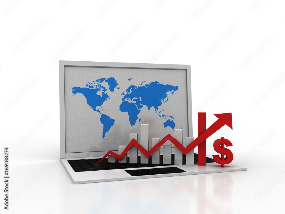 3d rendering Stock market online business concept. business Graph 3d rendering Stock market online business concept. business Graph