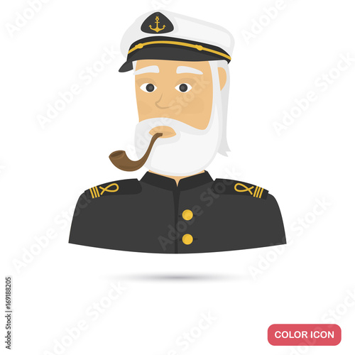 Ship captain color flat icon for web and mobile design