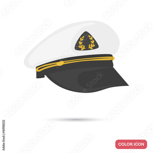 Ship Captain hat color flat icon for web and mobile design