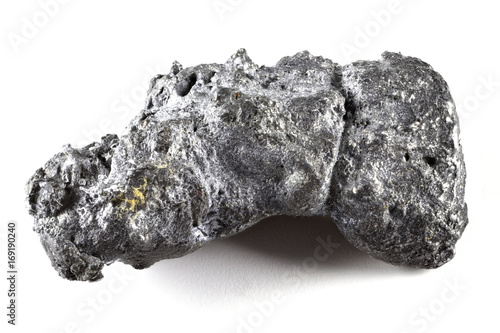 Canvastavla natural platinum nugget from Nischni-Tagil (Russia) isolated on white background
