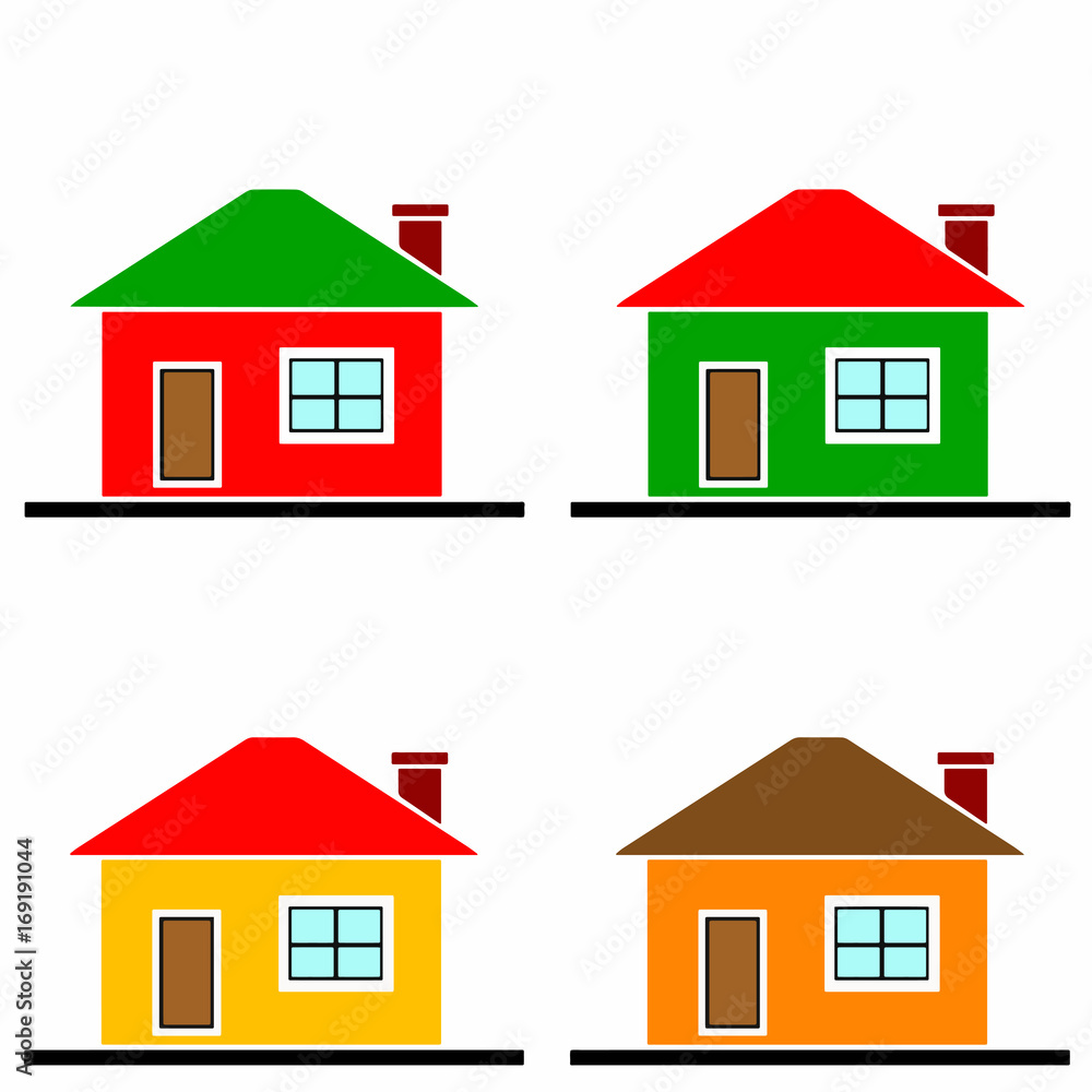 colorful houses vector set on white background