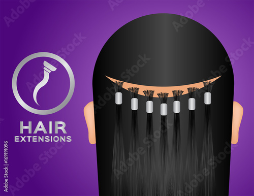 human hair extensions vector and icon