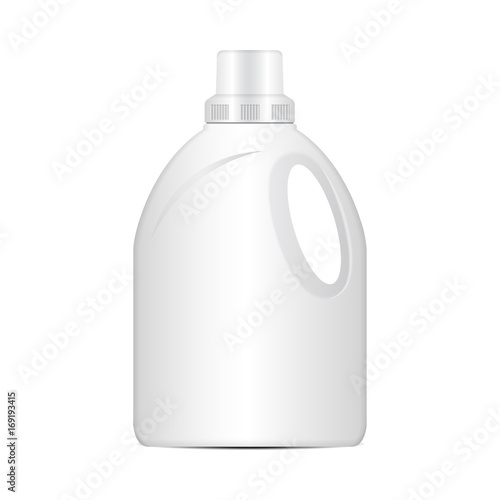 Laundry detergent vector plastic bottle, realistic packaging mockup