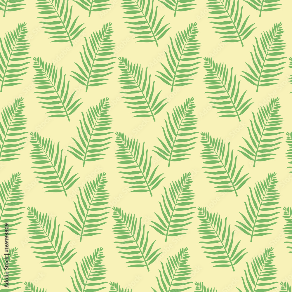 color background pattern green palm leaves vector illustration