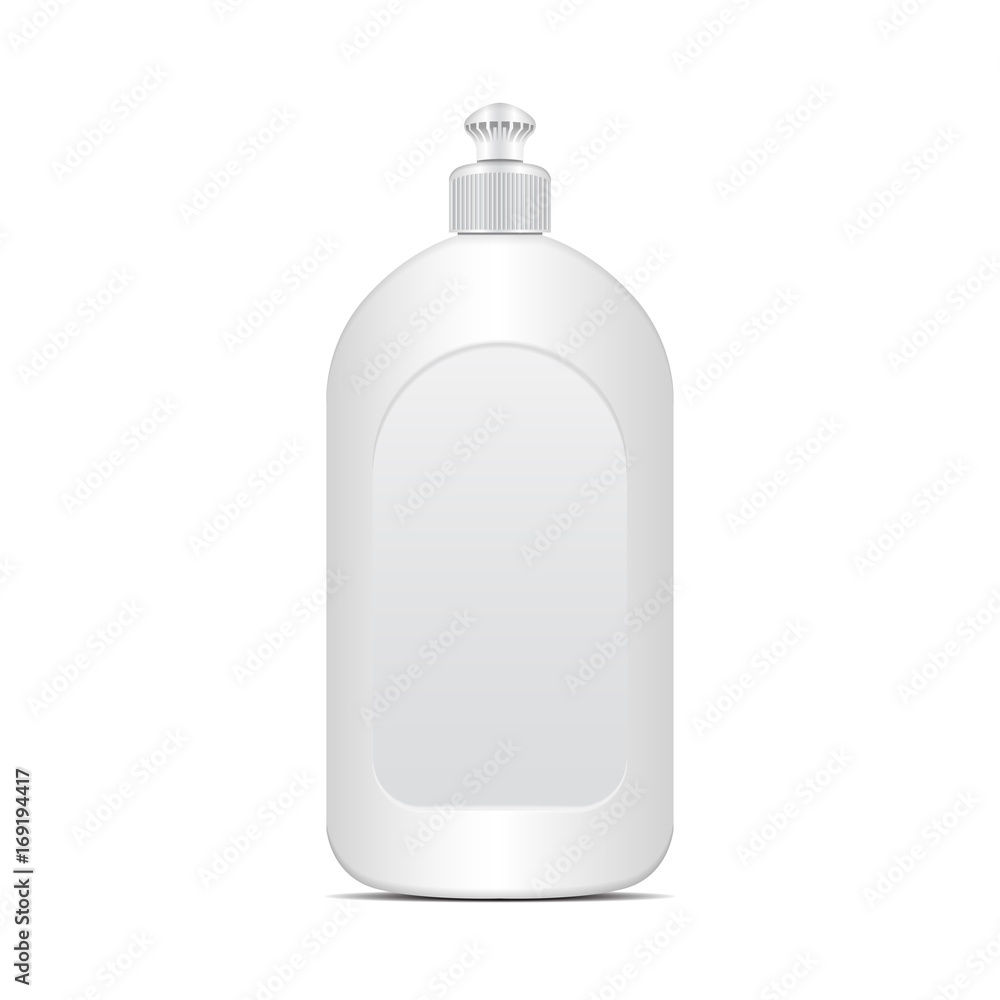 White dishwashing liquid or soap bottle. Vector realistic mock up template White dishwashing liquid or soap bottle. Vector realistic mock up template