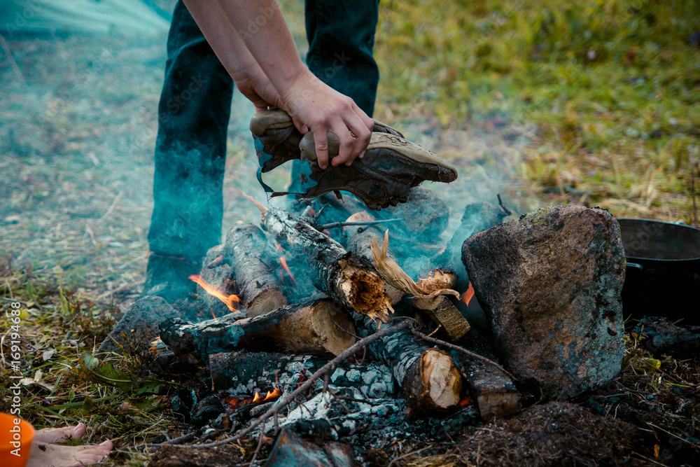 Shoes by the fire dries