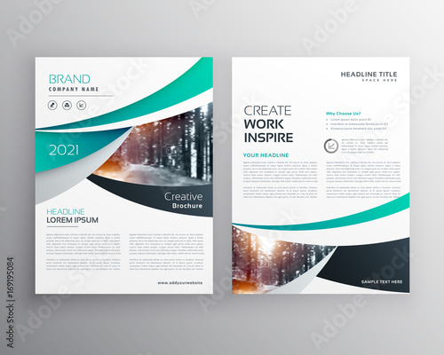 blye annual report brochure flyer design template with wavy shapes
