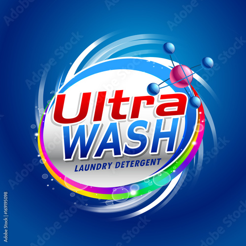 blue laundry detergent packaging concept design template