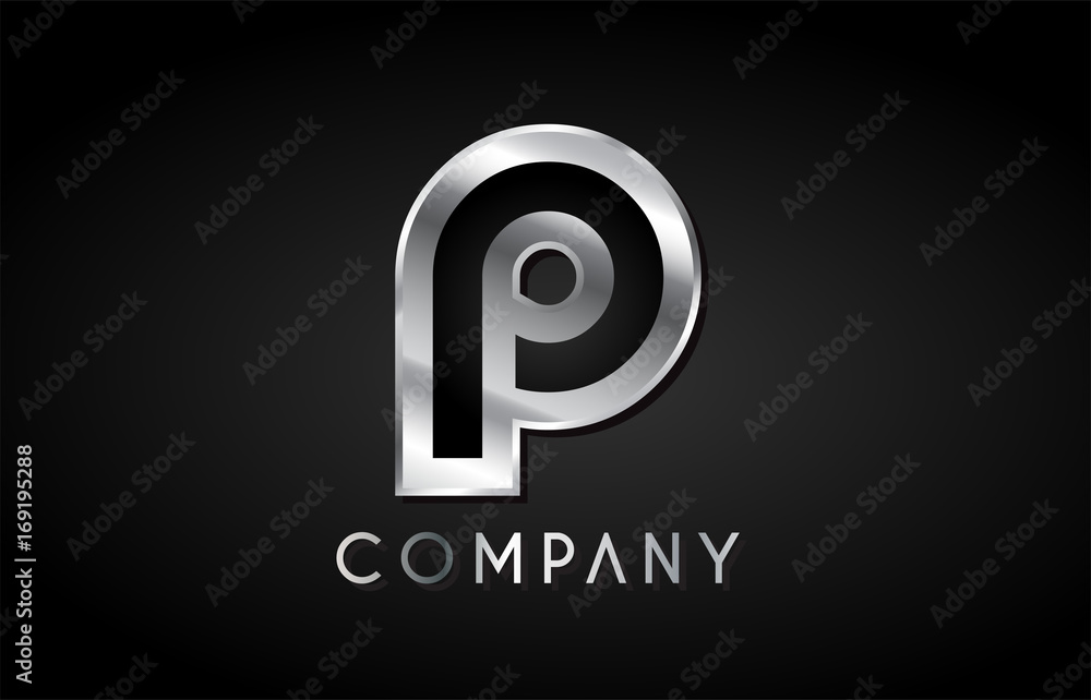 Obraz premium p silver metal alphabet letter icon design