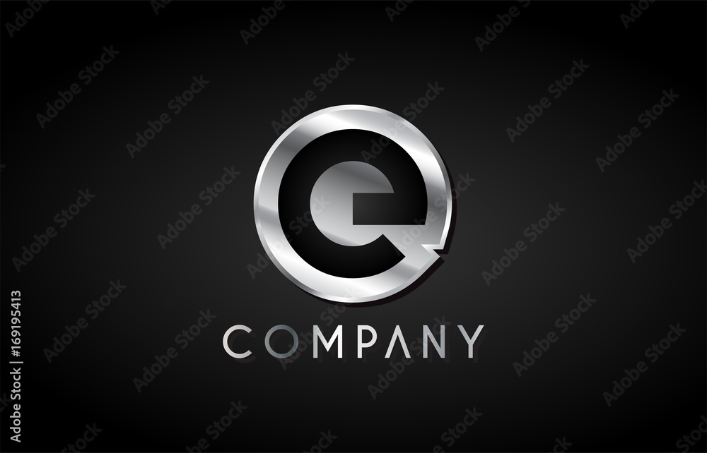 Fototapeta premium e silver metal alphabet letter icon design
