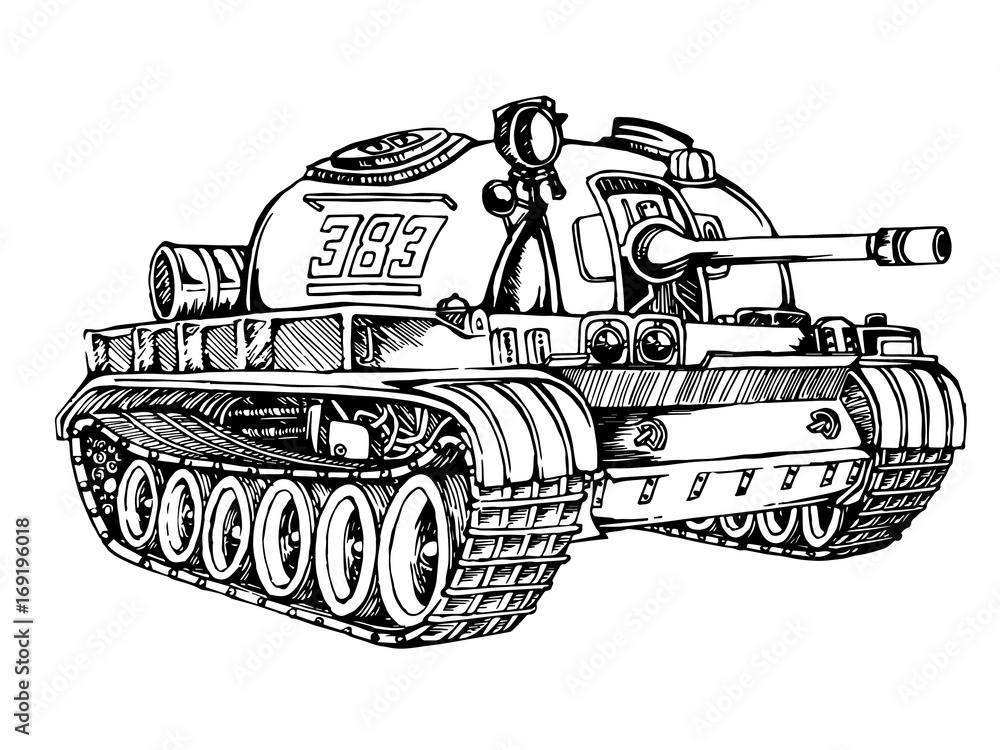 Tank Drawing On White Background Stock Vector (Royalty Free