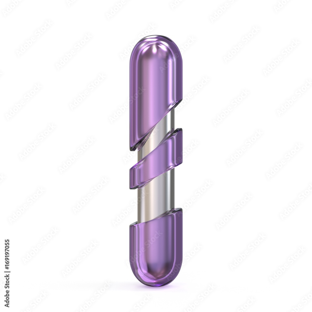 Purple gem with metal core font LETTER I 3D Purple gem with metal core font LETTER I 3D