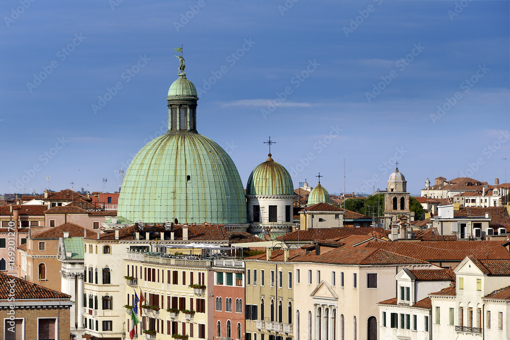 Dome of San Simeon church of Venice, a famous city in northeastern Italy and the capital of the Veneto region. The lagoon and a part of the city are listed as a World Heritage Site