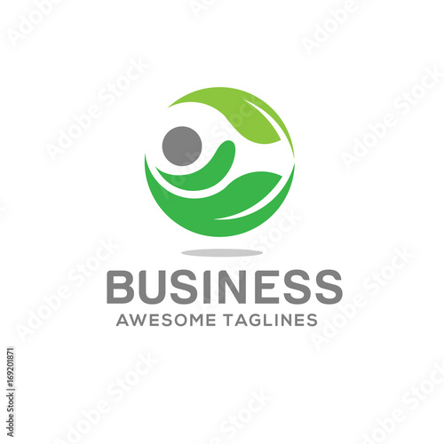 green leaf with shape of human figure logo,creative Organic Health Food Nutrition and Diet logo vector concept, green leaf with shape of human figure