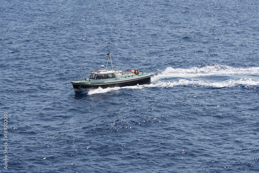 Motor boat sailing at the sea Motor boat sailing at the sea