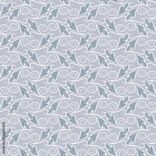 Seamless foliage pattern. Color damask vector texture. Floral and Swirl Element.