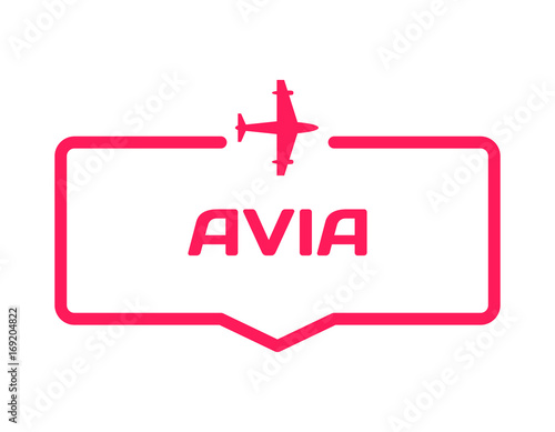 Avia template dialog bubble in flat style on white background. Basis with airplane icon for various word of plot. Stamp for quotes to cards, banners, labels, notes, blog article. Vector
