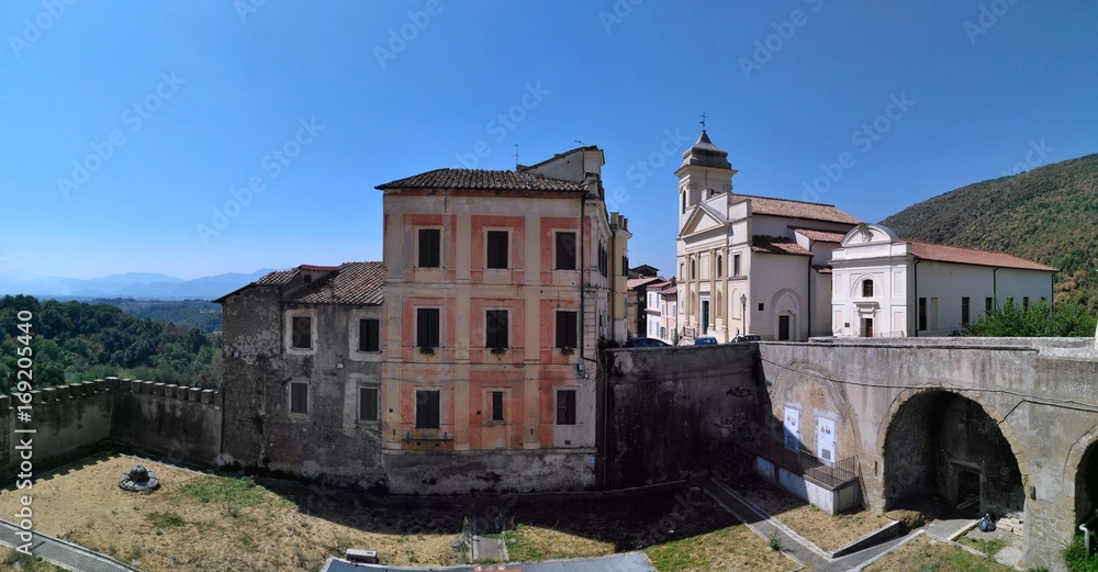 Genazzano - Roma - Lazio. Scorcio con Chiesa di San Nicola vista dal Castello Colonna