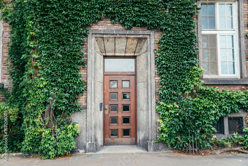 Ancient building with wooden door