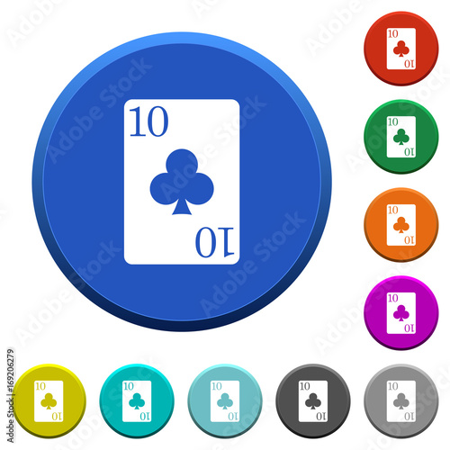 Ten of clubs card beveled buttons