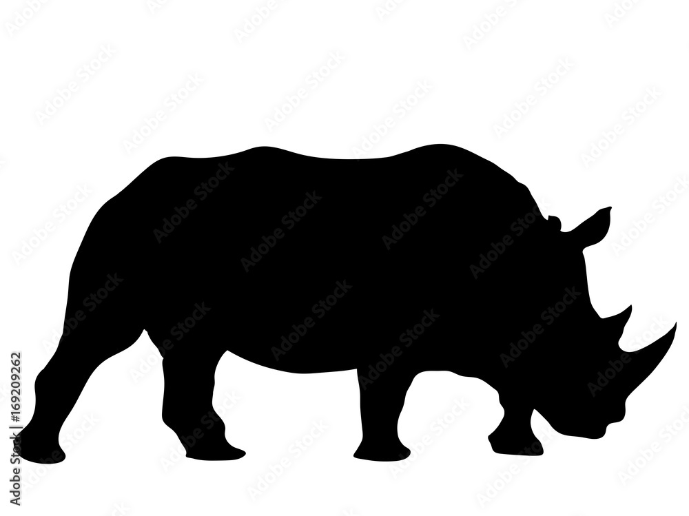 View on the silhouettes of a rhinoceros - digitally hand drawn vector illustraion View on the silhouettes of a rhinoceros - digitally hand drawn vector illustraion