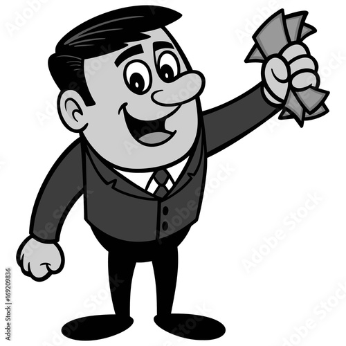 Businessman with Cash Illustration