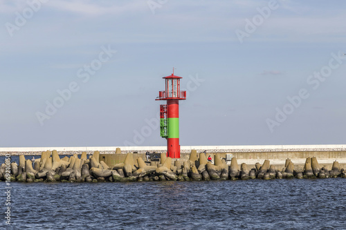 lighthouse of Swinemuende from river swine