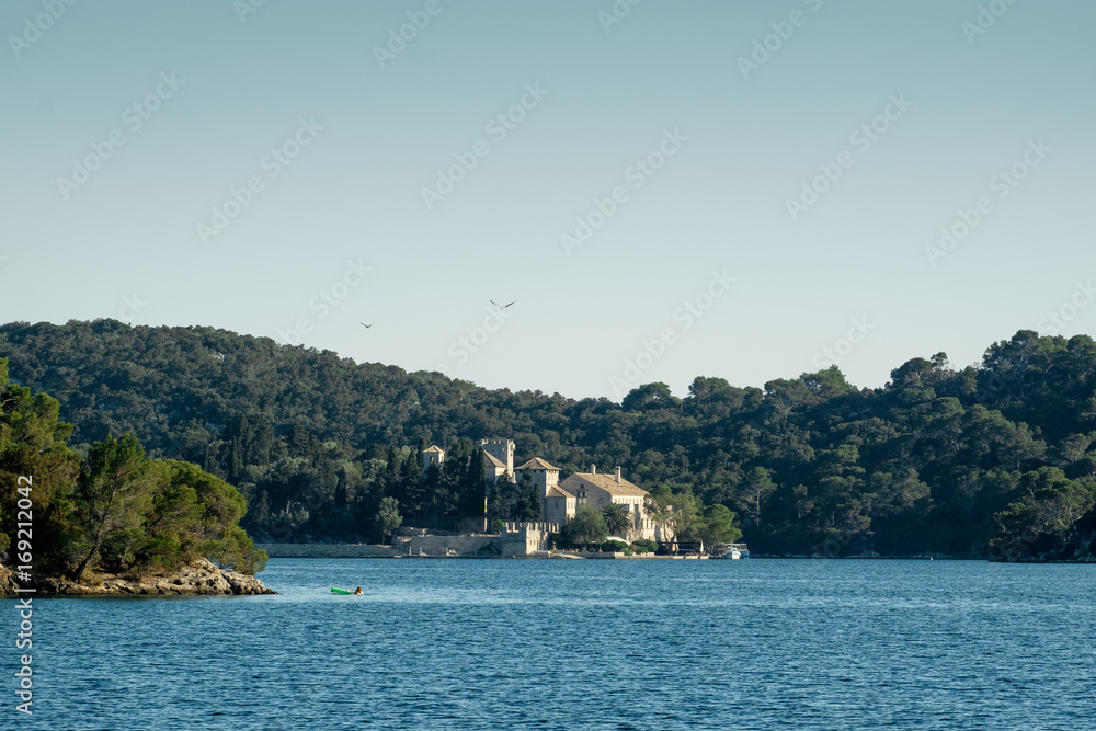 Beautiful ancient dominican monastery of Saint Mary located on an island in Mljet National Park, Croatia