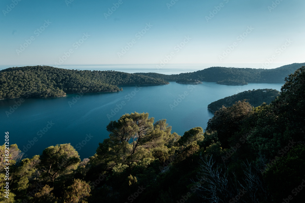 Panoramic view of a lake at Mljet National Park in Croatia Europe