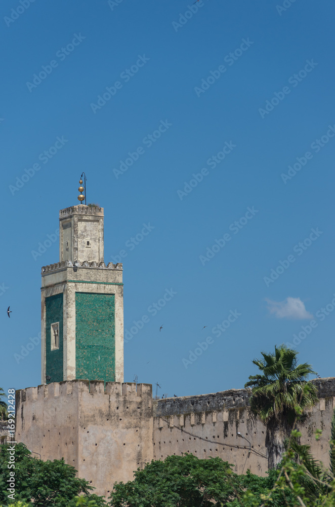 Minaret of Madrasa Bou Inania  in Meknes, Morocco.