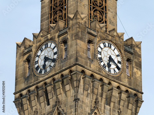 the clocks and tower of bradford town hall photo