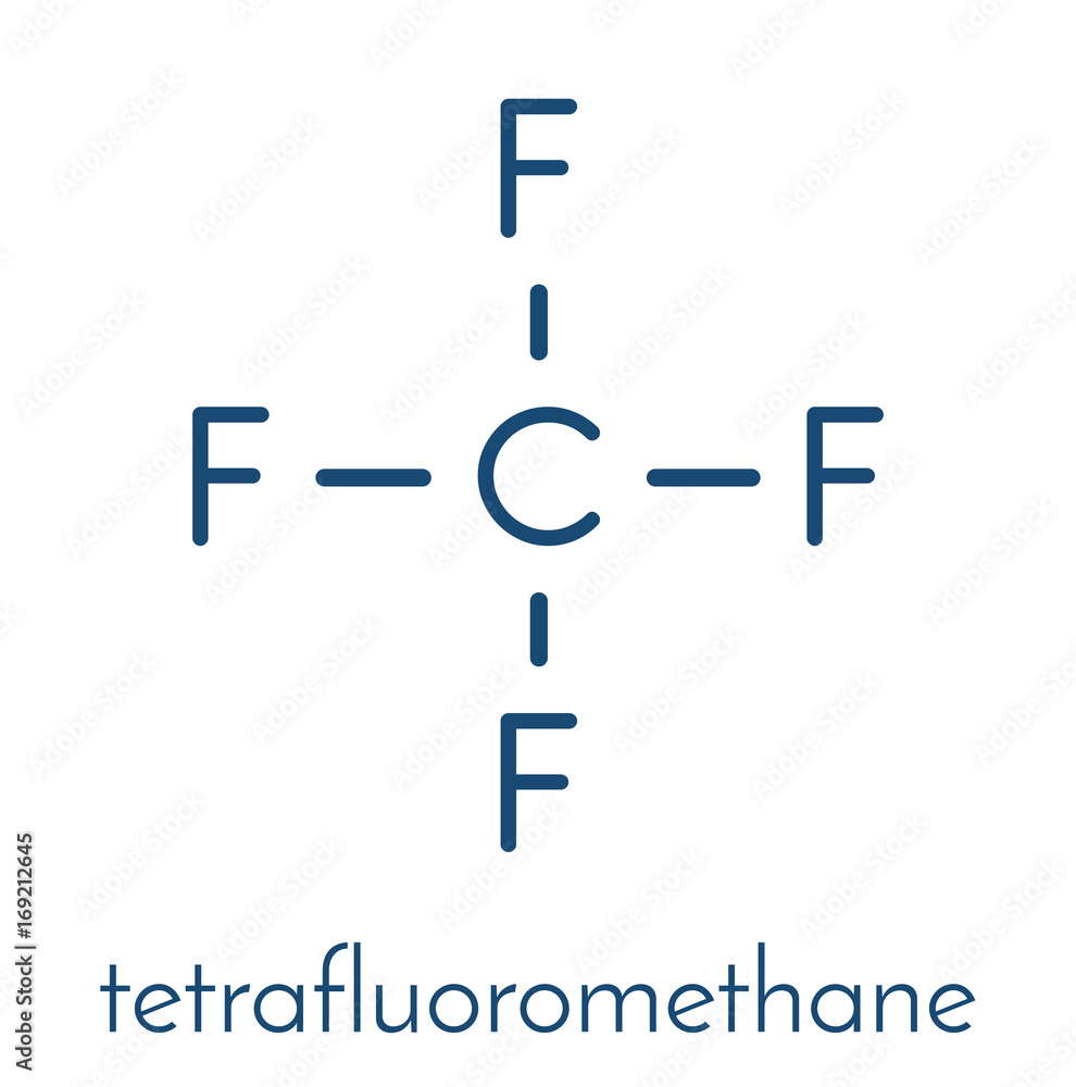 Tetrafluoromethane (carbon tetrafluoride, CF4) greenhouse gas molecule ...