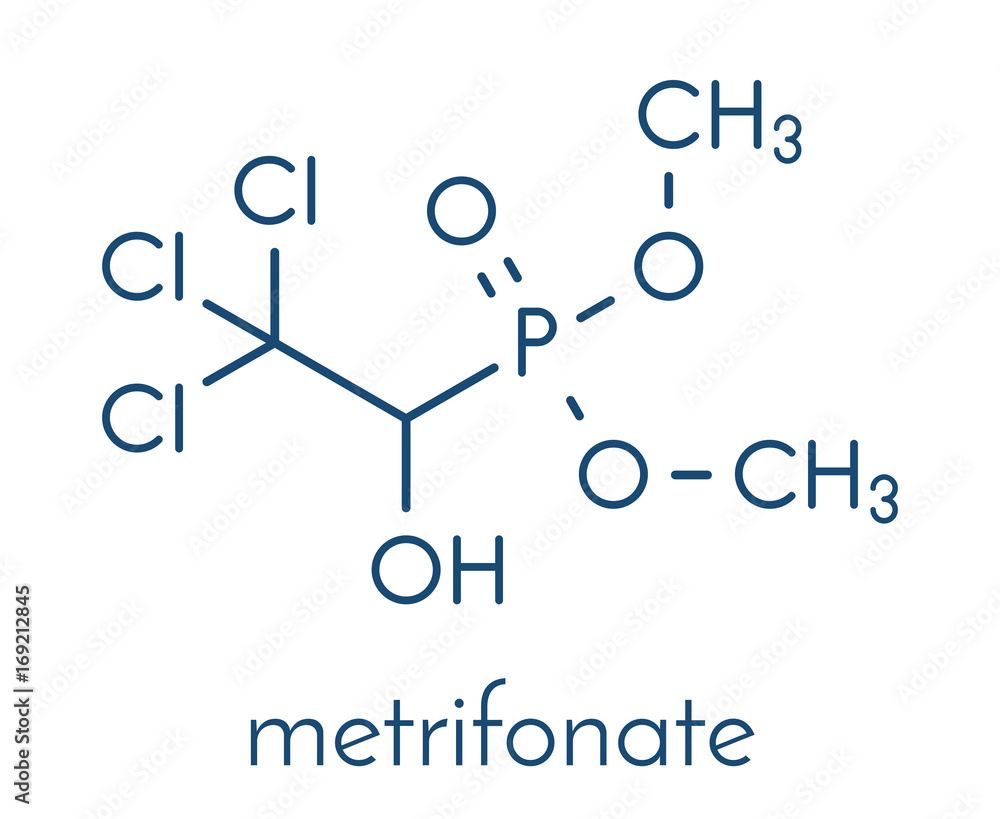 Metrifonate (trichlorfon) insecticide molecule. Skeletal formula. Stock  Vector | Adobe Stock