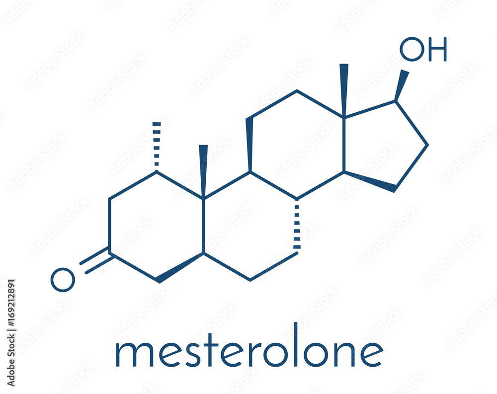 Mesterolone androgen molecule. Skeletal formula.