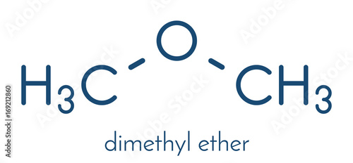 Dimethyl ether (methoxymethane, DME) molecule. Skeletal formula. photo