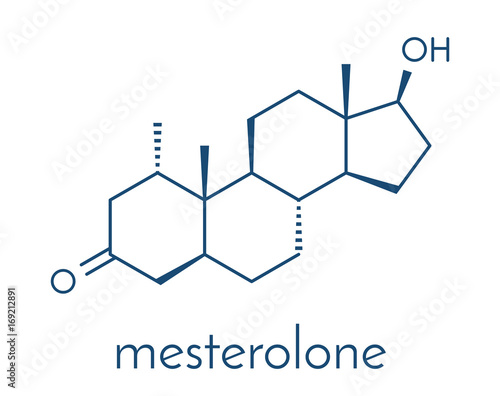 Mesterolone androgen molecule. Skeletal formula.