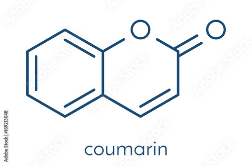 Coumarin herbal fragrant molecule. Responsible for the scent new-mown hay. Skeletal formula.