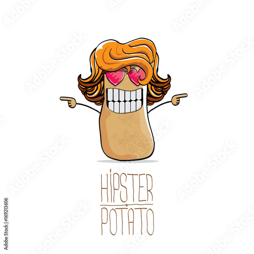 vector funny cartoon cute brown hipster potato