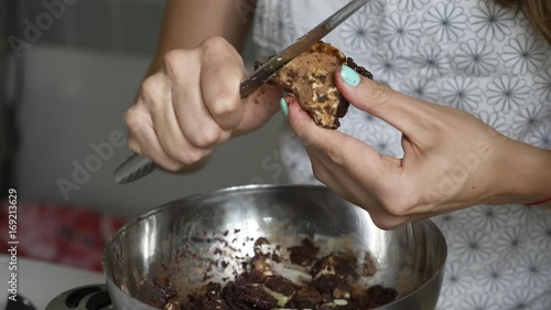 Wallpaper Mural Woman slicing cocoa butter for cooking home made chocolate Torontodigital.ca