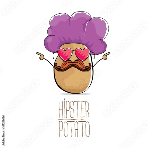 vector funny cartoon cute brown hipster potato