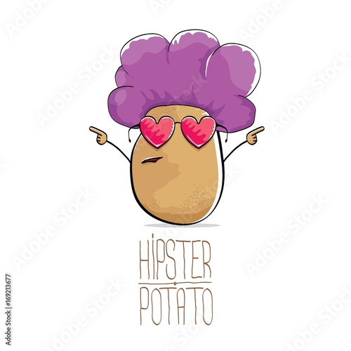 vector funny cartoon cute brown hipster potato