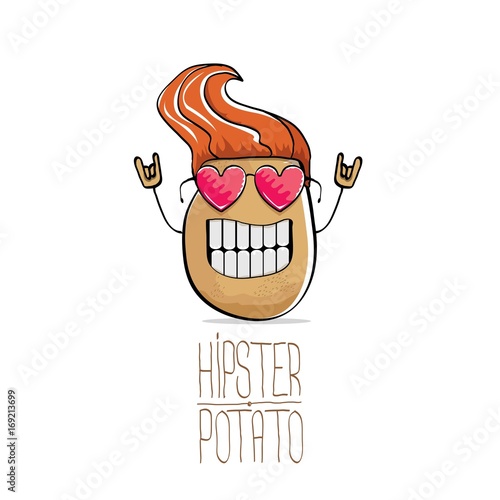 vector funny cartoon cute brown hipster potato